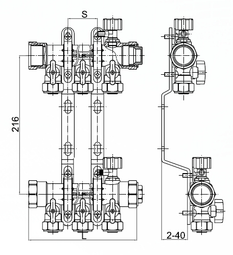 一体式球阀型分集水器 一体式球阀型分集水器